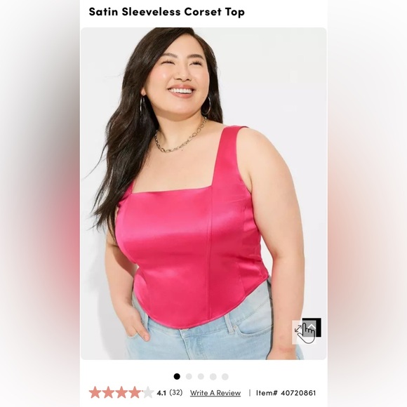 torrid Tops - Torrid Hot Pink Satin Sleeveless Corset Top